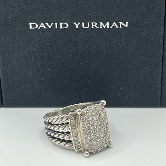 David Yurman Sterling Silver Wheaton Diamonds Ring - Picture 1 of 13